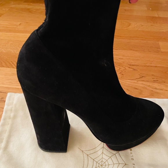 New Platform block heel black suede Charlotte Olympia black booties 39.5 - Picture 3 of 12